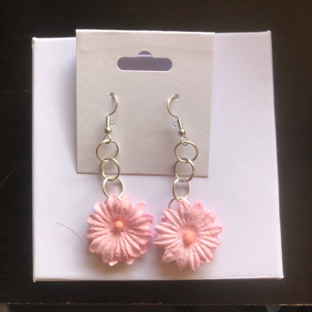 Pink Flower Earrings